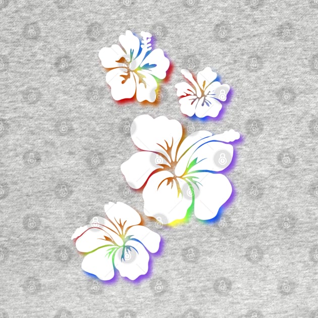 Hibiscus white with rainbow accents by Danispolez_illustrations